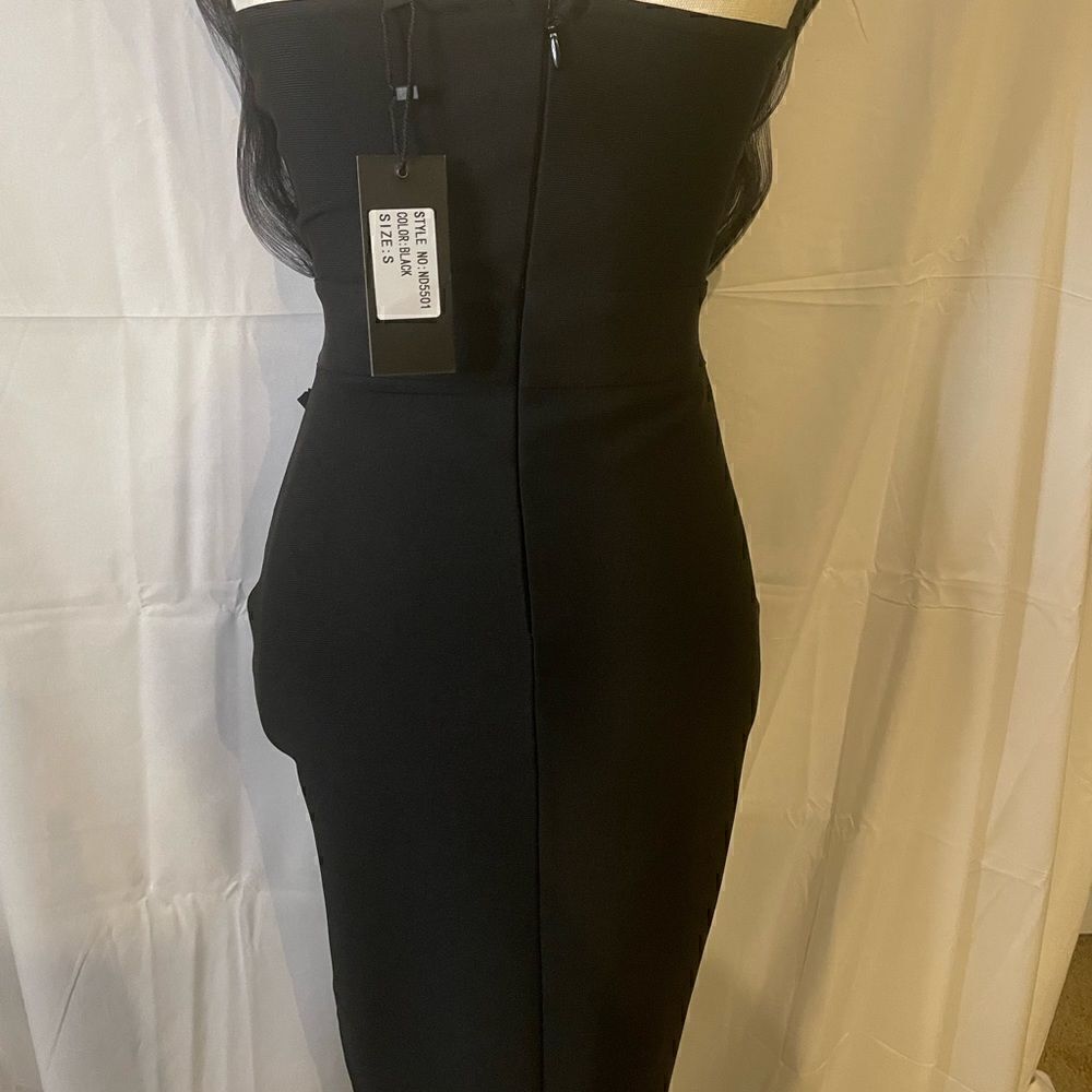 Black Formal Bandage / Bodycon  knee high sleeveless Dress / Party/ Wedding/sexy - Picture 5 of 8